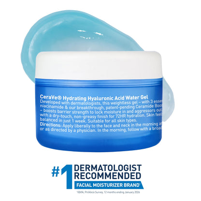 CeraVe Hydrating Hyaluronic Acid Water Gel Moisturizer for Face, 1.7oz CeraVe