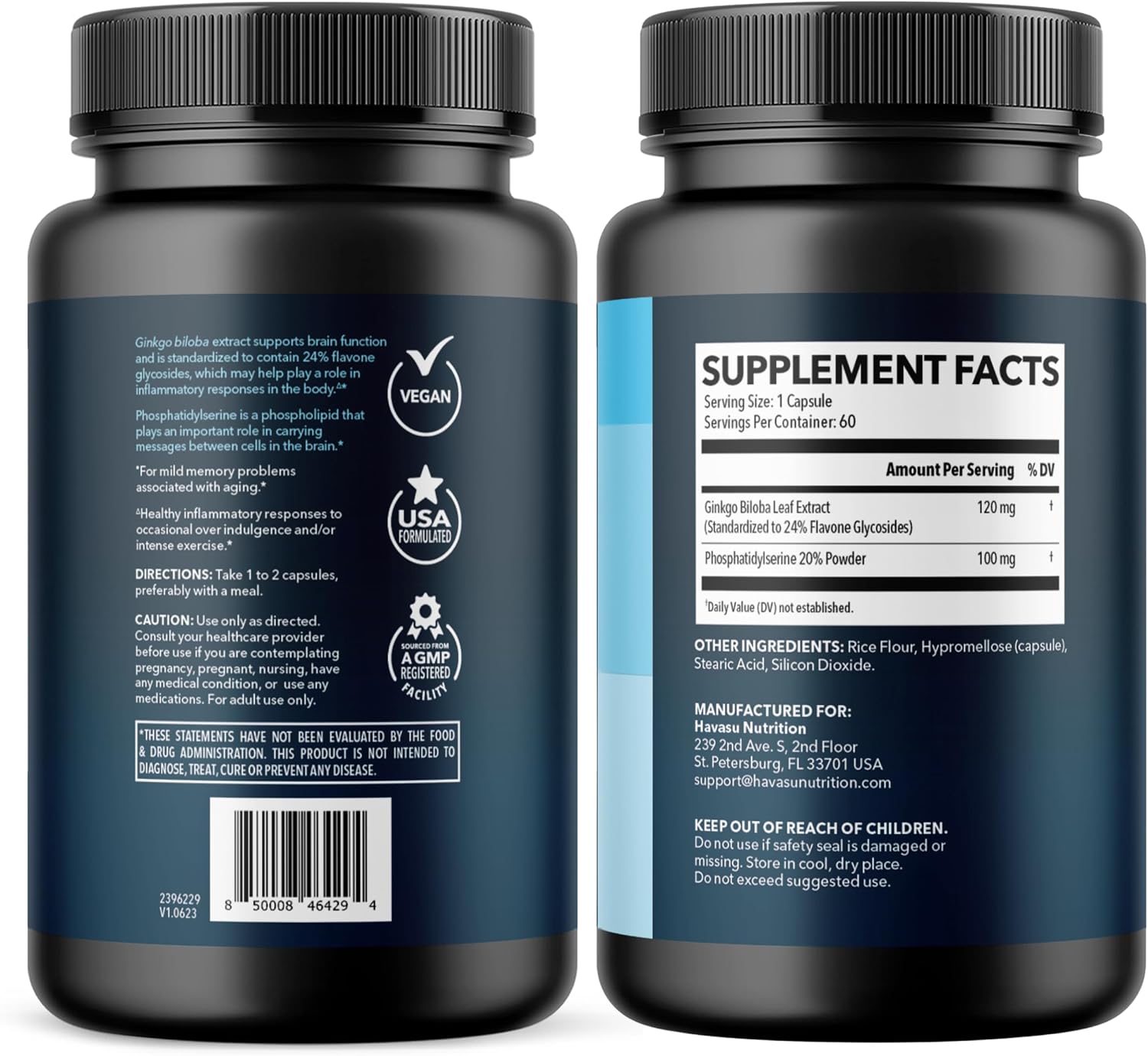 Ginkgo Biloba 120mg with Phosphatidylserine, Nootropic Supplement, 60 Count | Nootropic Brain Health, Memory and Focus Supplement, Supports Cognitive Function & Mental Clarity, 2-Month Supply Gsupps Australia