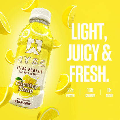 RYSE Clear Protein Drink - Variety Pack - 100 Calories, 22g Whey Isolate Protein Shake, Sugar-Free, 0g Fat & Lactose-Free - Refreshing Ready-to-Drink Beverage - 16.9 fl oz Bottles (12-Pack)