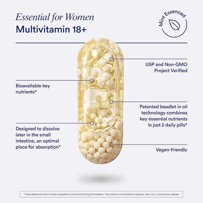 Ritual Women's 18+ Multivitamin and Prenatal Probiotics - Support Microbiome, Digestive, Vaginal and Baby's Immune Health - Support Heart, Bone, and Brain Health - Vegan - 30 Servings