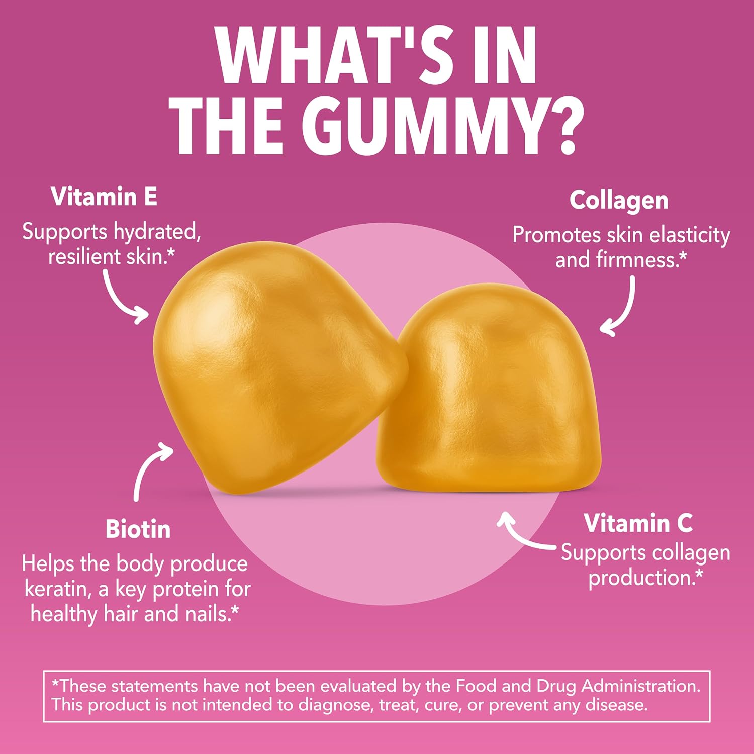 Collagen Gummies With 2500 mcg Biotin, Hair Skin & Nail Support, Lemon | For Women & Men with Biotin, Zinc, Vitamin C & E, Hydrolyzed Collagen, Lemon Flavor, 30 Servings, Hair, Skin & Nail Support Gsupps Australia