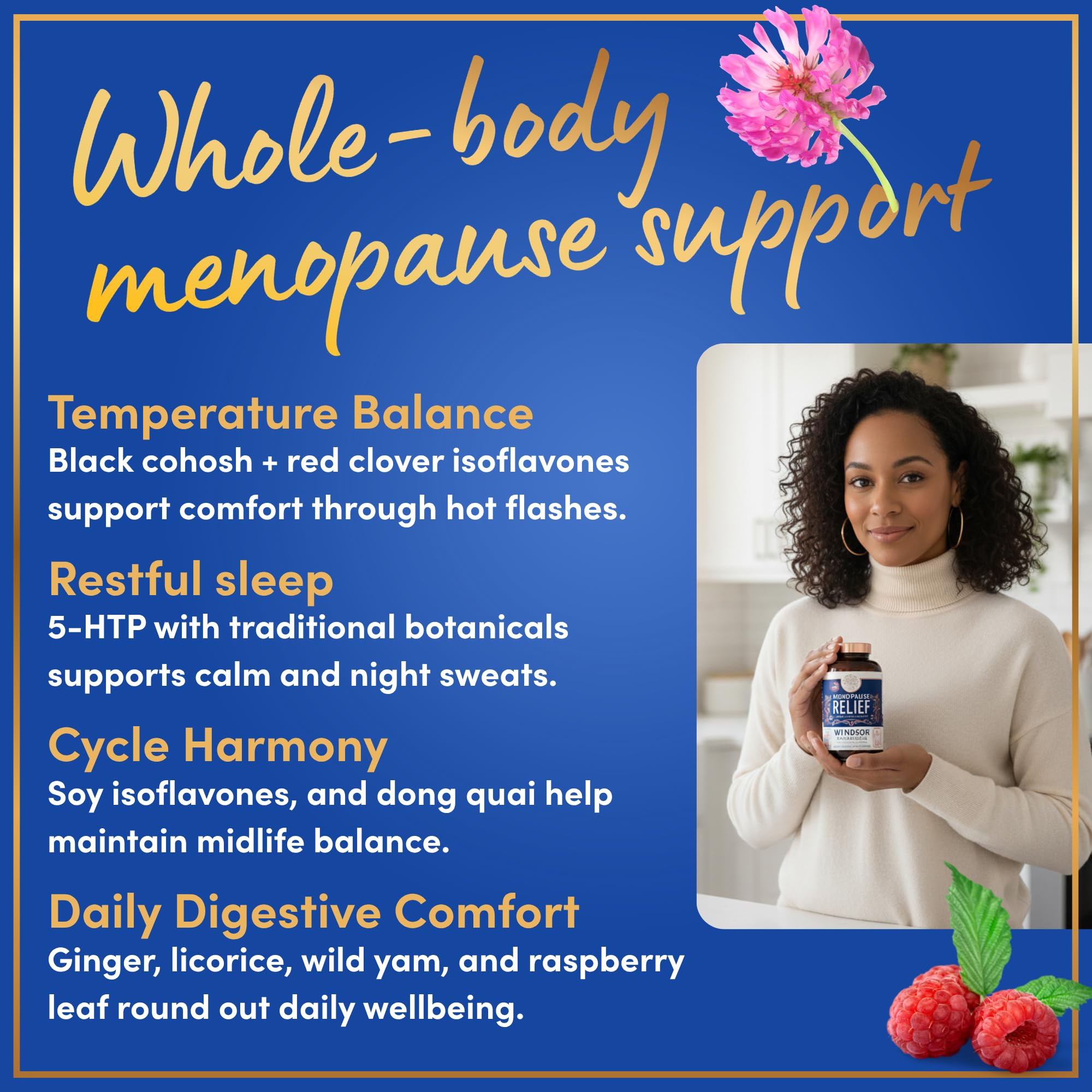 Menopause Supplements for Women - 5-HTP, Dong Quai, Black Cohosh for Menopause Hot Flashes, Night Sweats Relief Support - Womens Pre Meno Premenopausal Perimenopause Supplement - 90 Caps WINDSOR BOTANICALS buy australia supplements