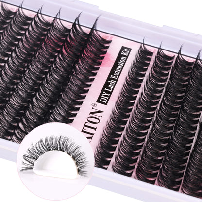 Cluster Lashes 280 pcs Lash Clusters D Volume Eyelashes Extensions 9-16 mm Mix 40D+50D Individual Lashes Thin Band Eyelashes Cluster for DIY Lash Extension Beginners (Lash Clusters) FANXITON