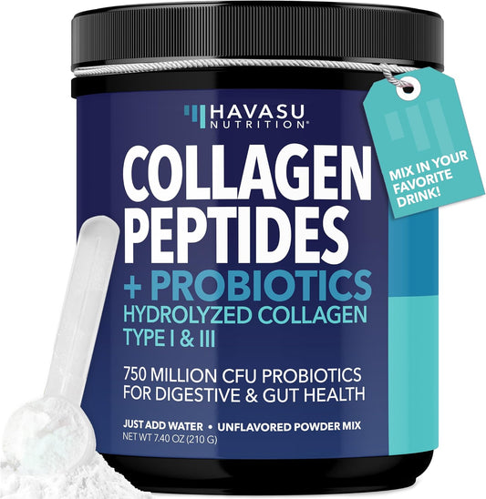 Collagen Peptides Powder with Probiotics, Unflavored, Hair, Skin & Nails | Grass-Fed Hydrolyzed Type I & III Collagen Peptides with Probiotics, GLP-1 Nutritional Support for Digestion, 30 Servings Gsupps Australia