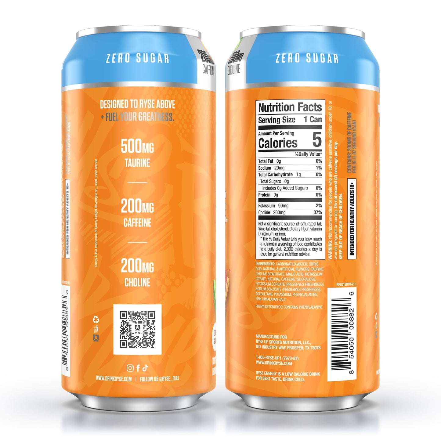 RYSE Fuel Energy Drink - Variety Pack - Sugar Free, Gluten Free & Vegan - 200mg Natural Caffeine, Taurine & Choline for Focus & Energy - No Artificial Colors - 16 fl oz Cans (12-Pack)