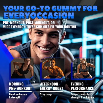GlucoBio Creatine Monohydrate Gummies (5g) – Pre-Workout Energy & Muscle Growth Support for Men & Women GlucoBio