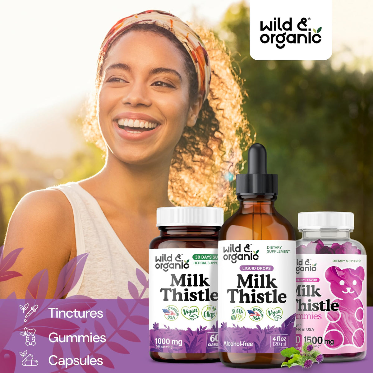 Wild & Organic Milk Thistle Liquid Drops - Liver Cleanse Detox - Silymarin Milk Thistle Supplement for Liver Support - Add to Tea - Silybum Marianum Seed Extract Tincture Wild & Organic