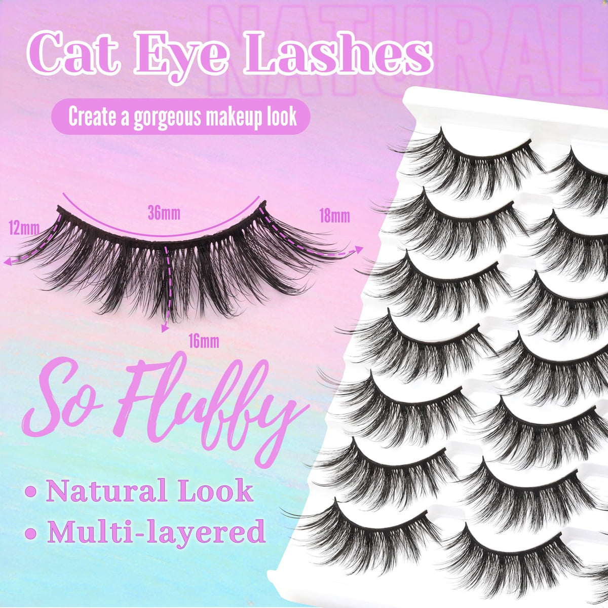 Losha Eyelashes Cat Eye Lashes Natural Look Wispy Faux Mink Lashes (54) Losha