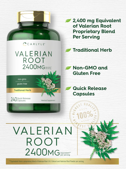 Carlyle Valerian Root Capsules | 240 Count | Herb Extract Supplement | Non-GMO, Gluten Free Carlyle