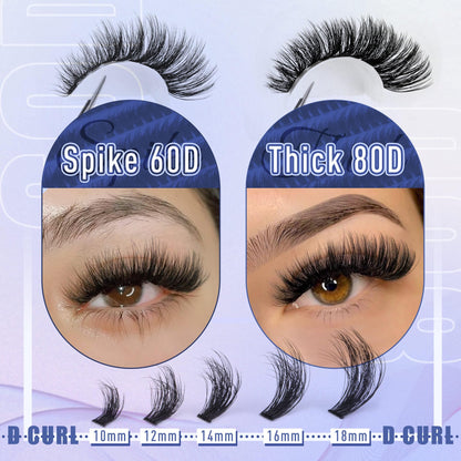 Fluff Lash Clusters 60D+80D Thick Eyelash Clusters D Curly Wispy Individual Lashes 10-18mm Cluster Eyelash Extensions 280pcs False Eyelashes DIY Flat Lash Extension by TOOCHUNAG TOOCHUNAG