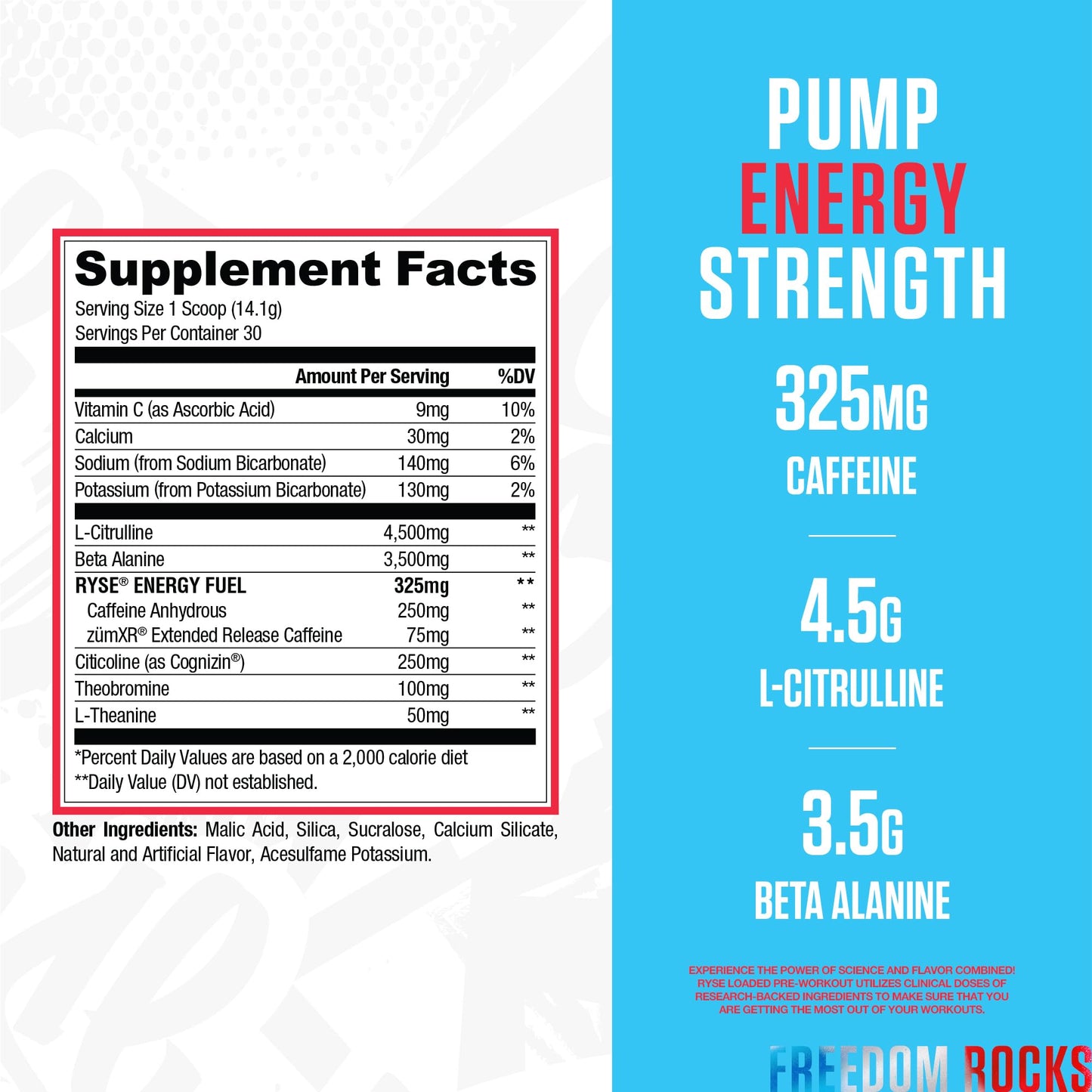 RYSE Loaded Pre Workout Powder - Strawberry Squeeze - Daily Pre-Workout for Men & Women with 390mg Caffeine, Beta Alanine, and Citrulline for Pump, Focus, and Energy - 30 Servings