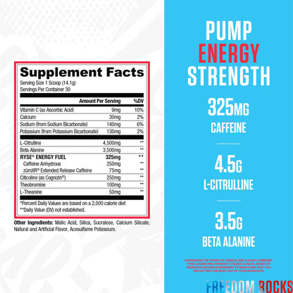 RYSE Loaded Pre Workout Powder - Strawberry Squeeze - Daily Pre-Workout for Men & Women with 390mg Caffeine, Beta Alanine, and Citrulline for Pump, Focus, and Energy - 30 Servings