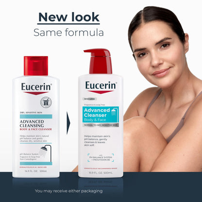 Eucerin Advanced Cleansing Body & Face Cleanser - Fragrance & Soap Free for Dry, Sensitive Skin - 16.9 fl. oz Bottle Eucerin