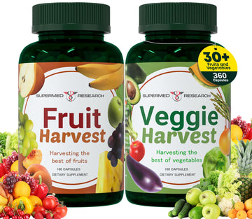 Supermed Research Fruits and Vegetables Supplements – 2 Pack Combination Fruit & Veggies Supplement – Whole Food Vitamins & Minerals for Adults – Superfood Veggie Vitamins for Adults (180 x 2, 360 Ct) Supermed Research buy australia supplements