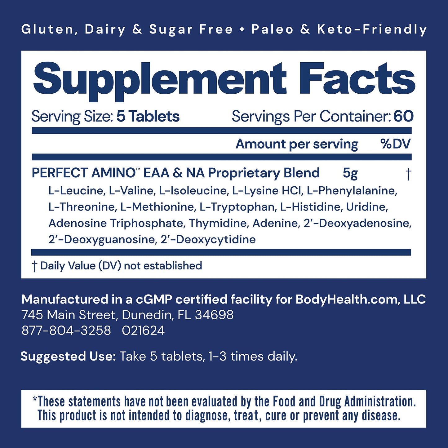 BodyHealth PerfectAmino (300 Tablets) Essential Amino Acid Supplement with EAA, Muscle Recovery, Boost Energy & Stamina, 99% Utilization BodyHealth