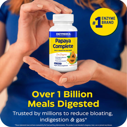Enzymedica Papaya Complete - Papaya Enzymes Chewable, Digestive Enzyme Supplement for Women and Men, Digestion & Gut Health Support, High Potency Bromelain & Papain, Vegan, Gluten Free - 120 Tablets Gsupps Australia