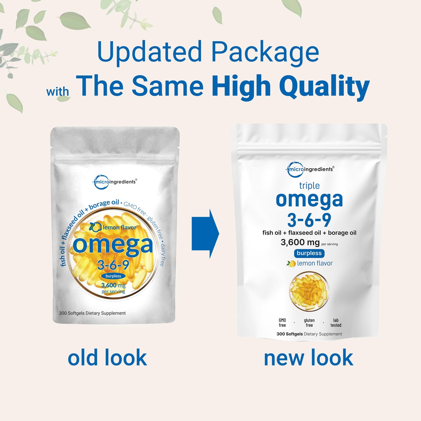 Ultra Omega 3-6-9 3600mg Per Serving, 300 Burpless Softgels | Lemon Flavor – Blend of Fish, Flaxseed, Borage Oils | Bioavailable Source Micro Ingredients