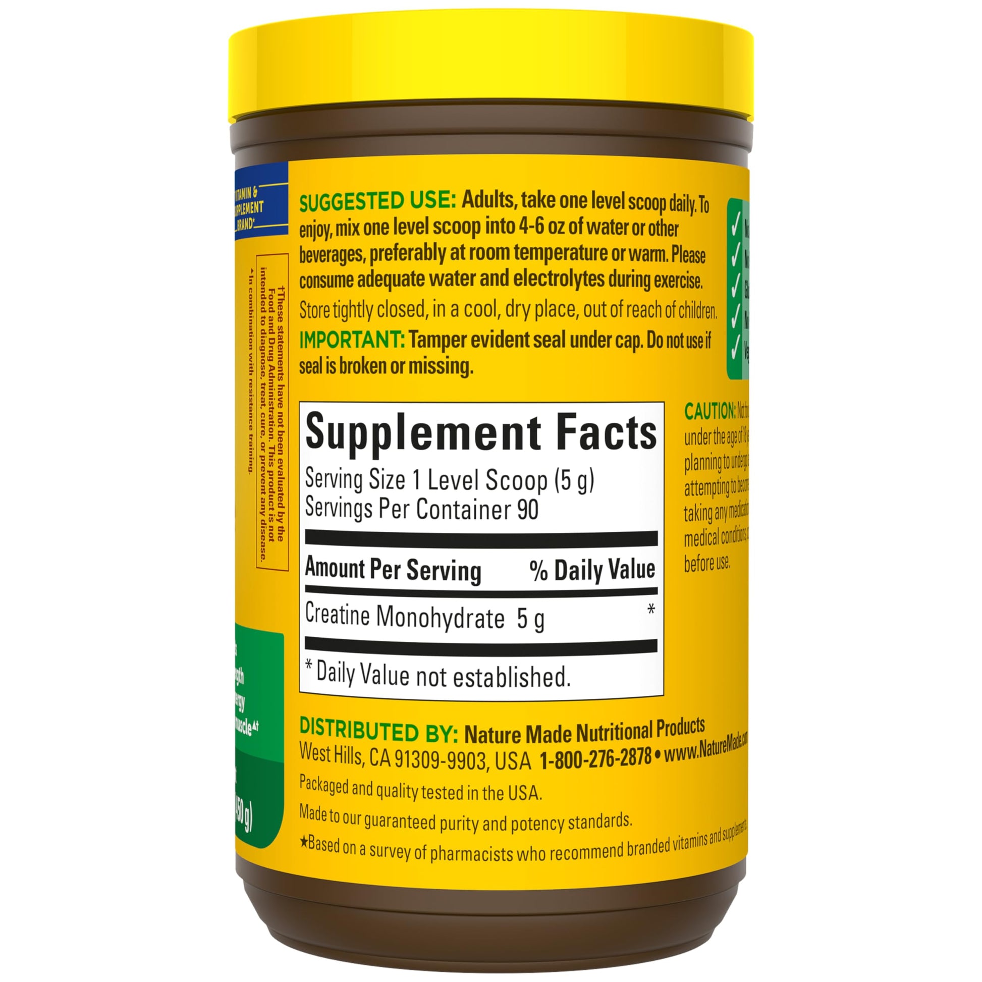Nature Made Micronized Creatine Monohydrate Powder 5 g per Serving, Unflavored Drink Mix Powder, Muscle Support, 450 g, 90 Day Supply Nature Made buy australia supplements