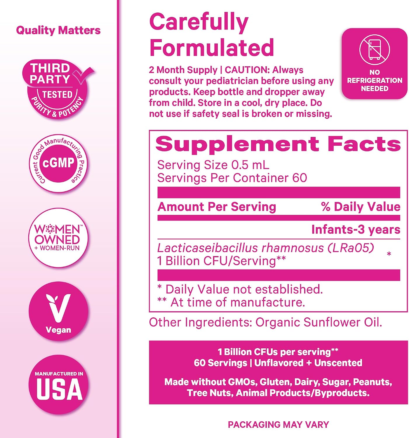 Pink Stork Baby Probiotic Drops, Newborn, Infant & Toddler, 1 fl oz | Digestion and Constipation Support, Newborn Essentials, 2 Month Supply