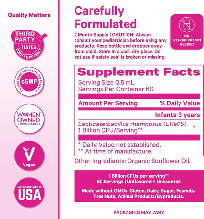 Pink Stork Baby Probiotic Drops, Newborn, Infant & Toddler, 1 fl oz | Digestion and Constipation Support, Newborn Essentials, 2 Month Supply