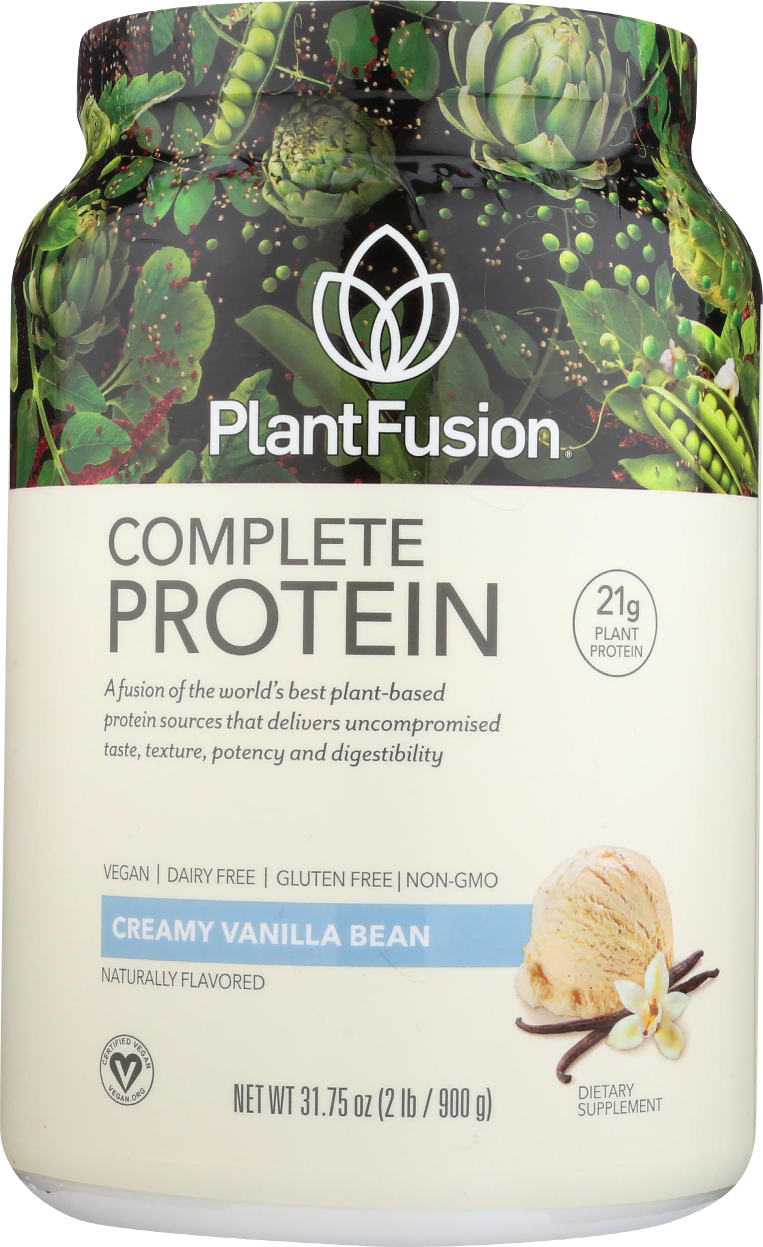 PlantFusion Complete Vegan Protein Powder - Plant Based Protein Powder With BCAAs, Digestive Enzymes and Pea Protein - Keto, Gluten Free, Soy Free, Non-Dairy, No Sugar, Non-GMO - Vanilla Bean 2 lb PlantFusion buy australia supplements