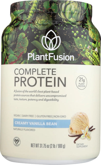 PlantFusion Complete Vegan Protein Powder - Plant Based Protein Powder With BCAAs, Digestive Enzymes and Pea Protein - Keto, Gluten Free, Soy Free, Non-Dairy, No Sugar, Non-GMO - Vanilla Bean 2 lb PlantFusion