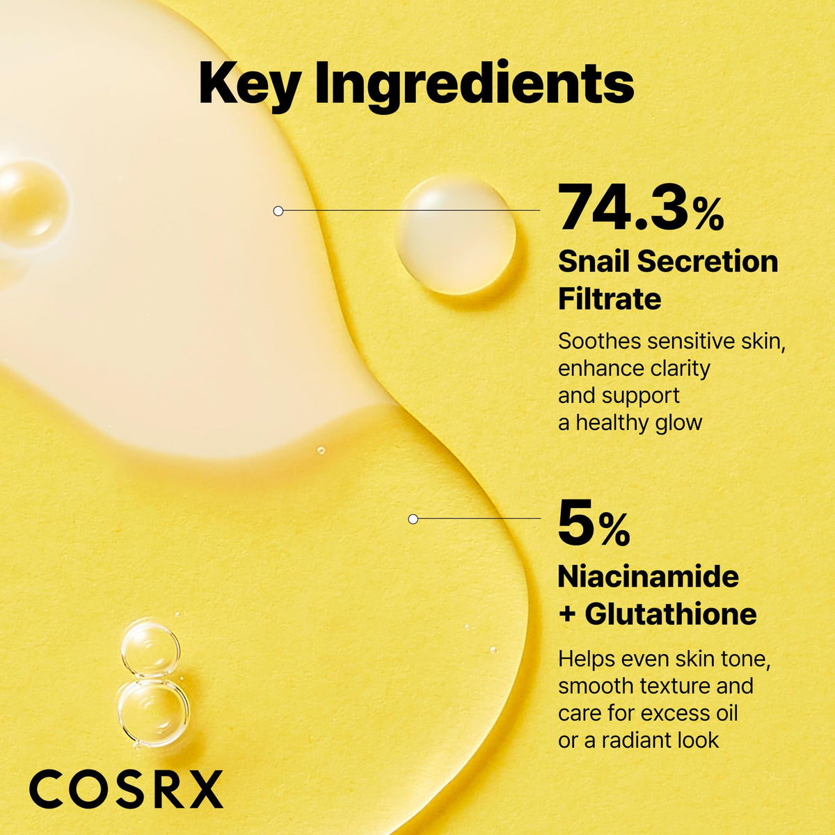 COSRX Snail Mucin 74% + Niacinamide 5% Dual Face Serum, 2.7 oz COSRX