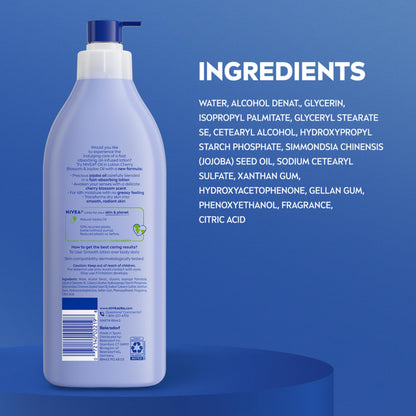 NIVEA Oil Infused Cherry Blossom and Jojoba Oil Body Lotion for Women, Fast-Absorbing and Non-Greasy Cherry Blossom Scented Lotion Moisturizes for 48 Hours, 16.9 Fl Oz Pump Bottle NIVEA