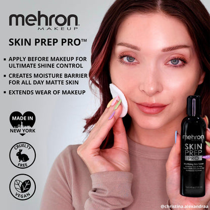 Mehron Makeup Skin Prep Pro, Mattifying Anti Shine Skin Prep - 4 Fl oz Mehron Makeup