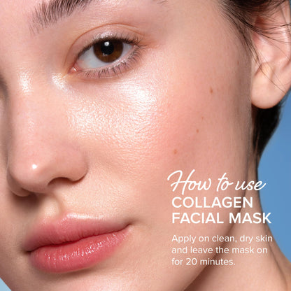 MAREE Collagen Facial Mask with Hyaluronic Acid — Sheet Face Mask Skincare — Centella Asiatica, Green & Red Algae Extract MAREE