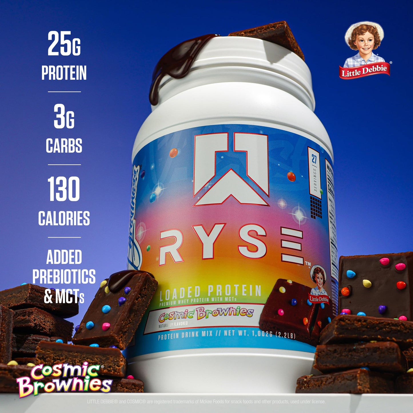 RYSE Loaded Protein Powder - Jet-Puffed Marshmallow - 25g Whey Protein Isolate & Concentrate with Prebiotic Fiber & MCTs - Low Carb, Low Sugar, Digestive-Friendly - 27 Servings / 2 lb Tub