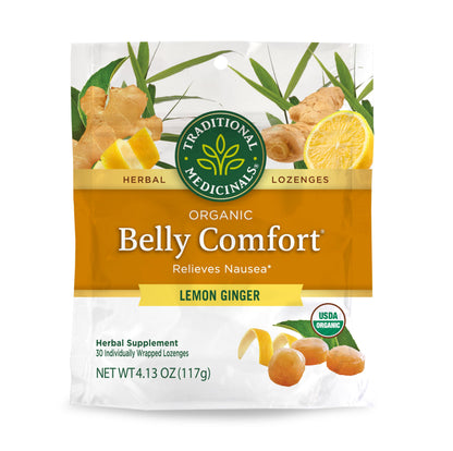 Traditional Medicinals Organic, Belly Comfort Lozenges, Lemon Ginger - Supports Nausea Relief and Occasional Indigestion - Non-GMO, Stimulant-Free Traditional Medicinals