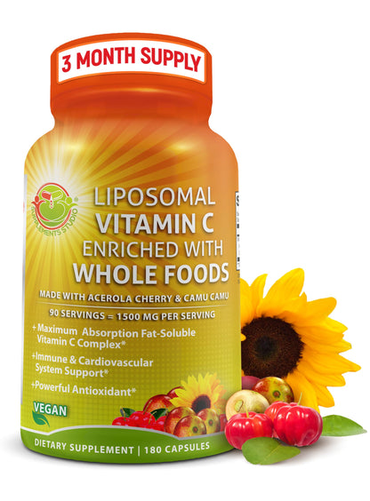 Liposomal Vitamin C Capsules - 1500mg - Made with Organic Acerola Cherries & Camu Camu, High Potency Vitamin C Liposomal - Immune Support Supplement SUPPLEMENTS STUDIO