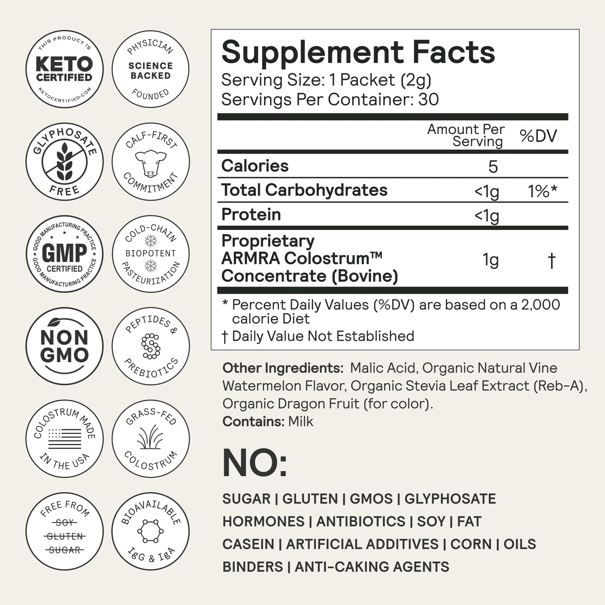 ARMRA Colostrum Powder | Vine Watermelon | Gut Health & Bloating | Skin & Hair | Immunity | Keto, Gluten & Fat-Free | 60 Servings ARMRA buy australia supplements
