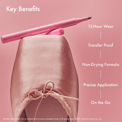 Summer Fridays Flushed Lip Stain Liner, 12hr Wear & Transfer-Proof, Slipper Summer Fridays