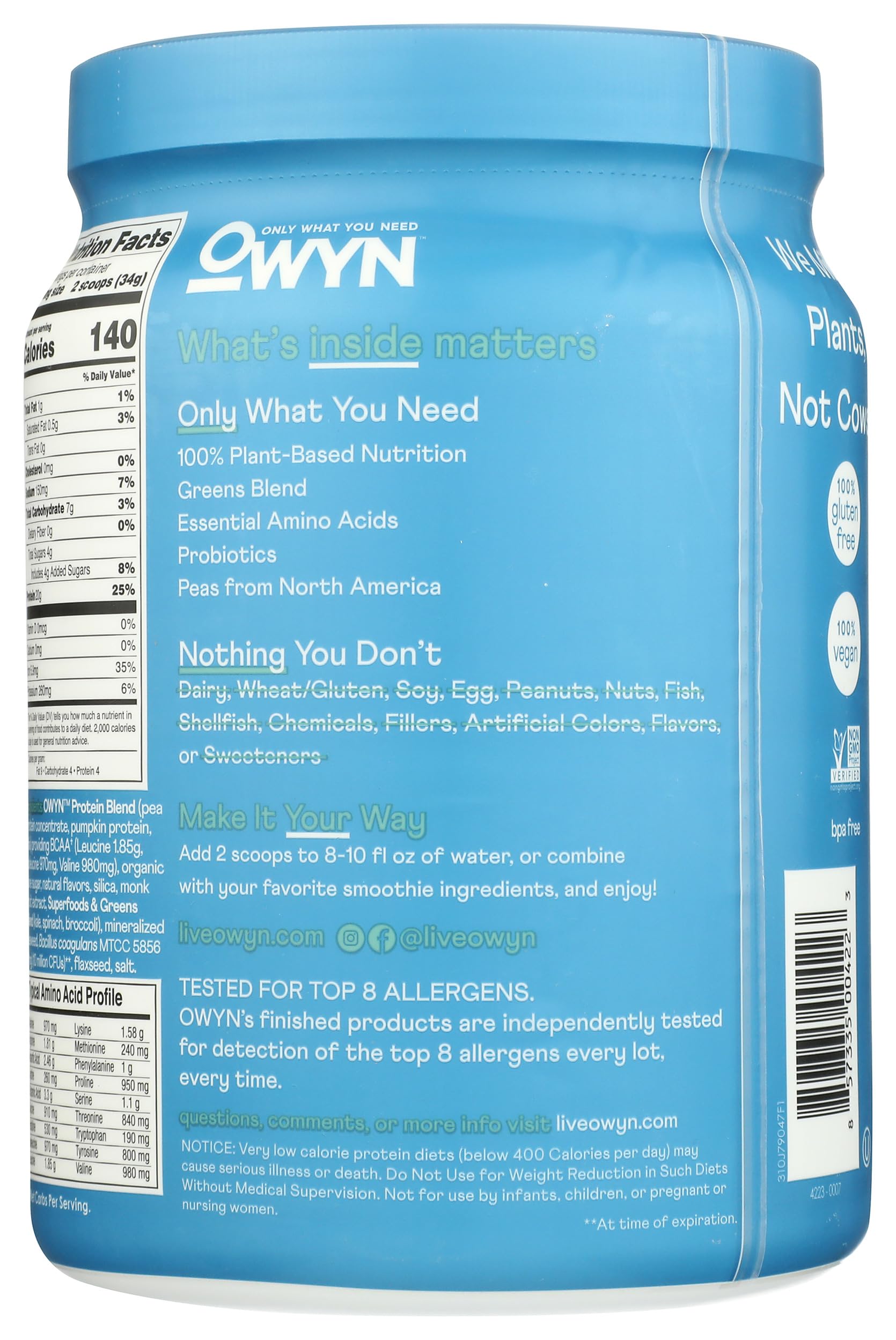 OWYN Only What You Need Plant-Based Protein Powder, Smooth Vanilla, 1.05 lbs OWYN Only What You Need buy australia supplements