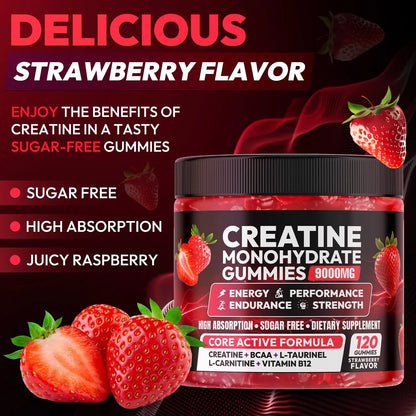 Creatine Gummies Monohydrate Complex 9000MG, Chewable Creatine Monohydrate Gummies for Men & Women with L-Taurine, BCAA 2:1, B12/6, Building Muscle Cytona