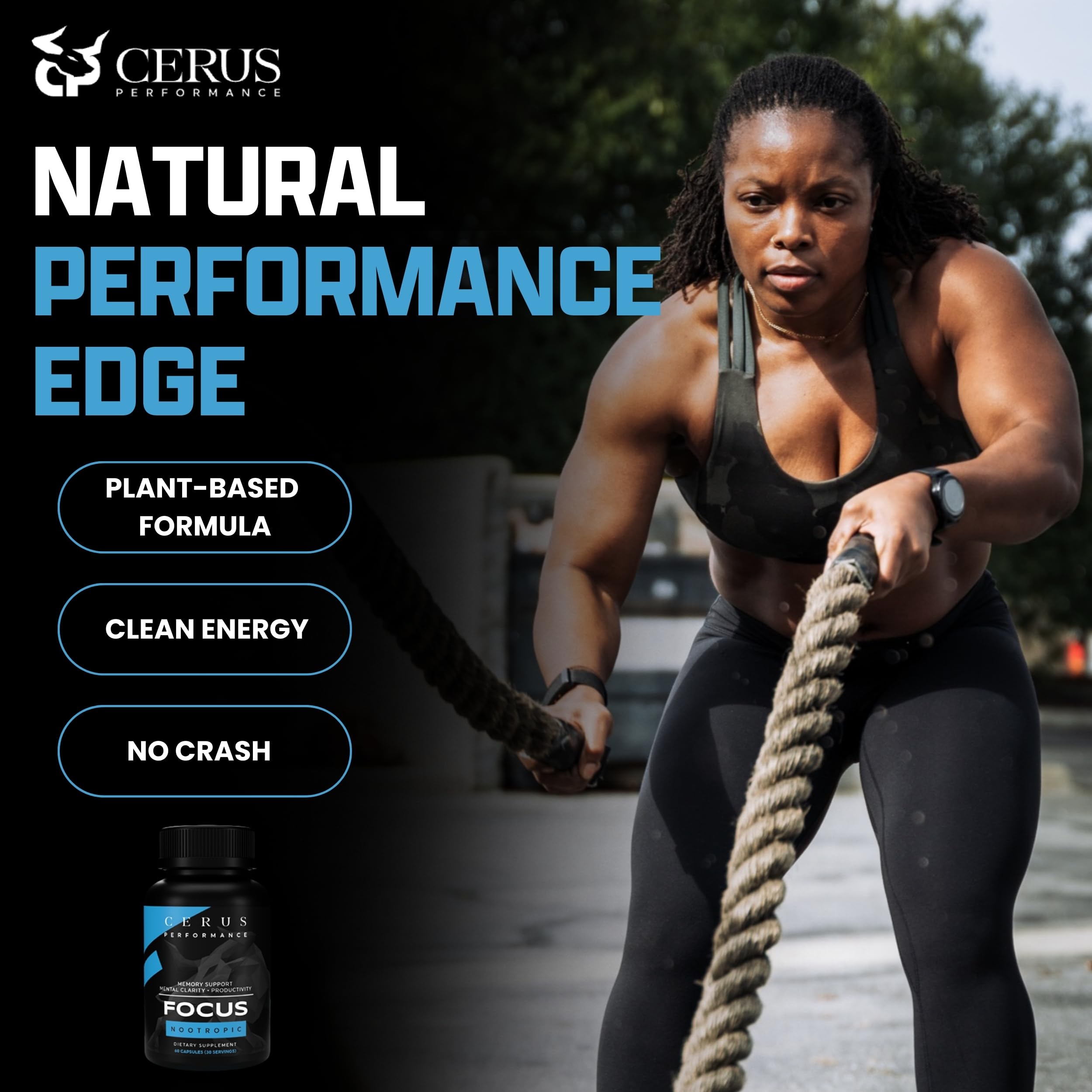Cerus Performance Focus Nootropic Supplement - Enhances Mental Clarity, Boosts Memory & Cognitive Function, Improves Alertness - Ideal for Athletes & Fitness Enthusiasts - 60 Capsules Cerus buy australia supplements