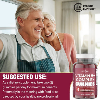 NEW AGE Vitamin B Complex Gummies with Vitamin B3, B6, & B12 – with Biotin, Folic Acid & Vitamin C – Gluten-Free, Vegan NEW AGE