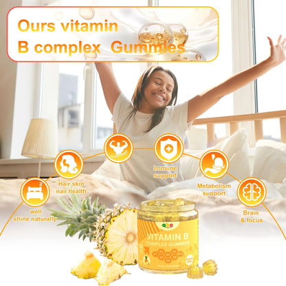 NEWOLITE Vitamin B Complex Gummies for Adult Kid-Pineapple Flavor-Chewable Supplement with 8 Essential B Vitamins NEWOLITE