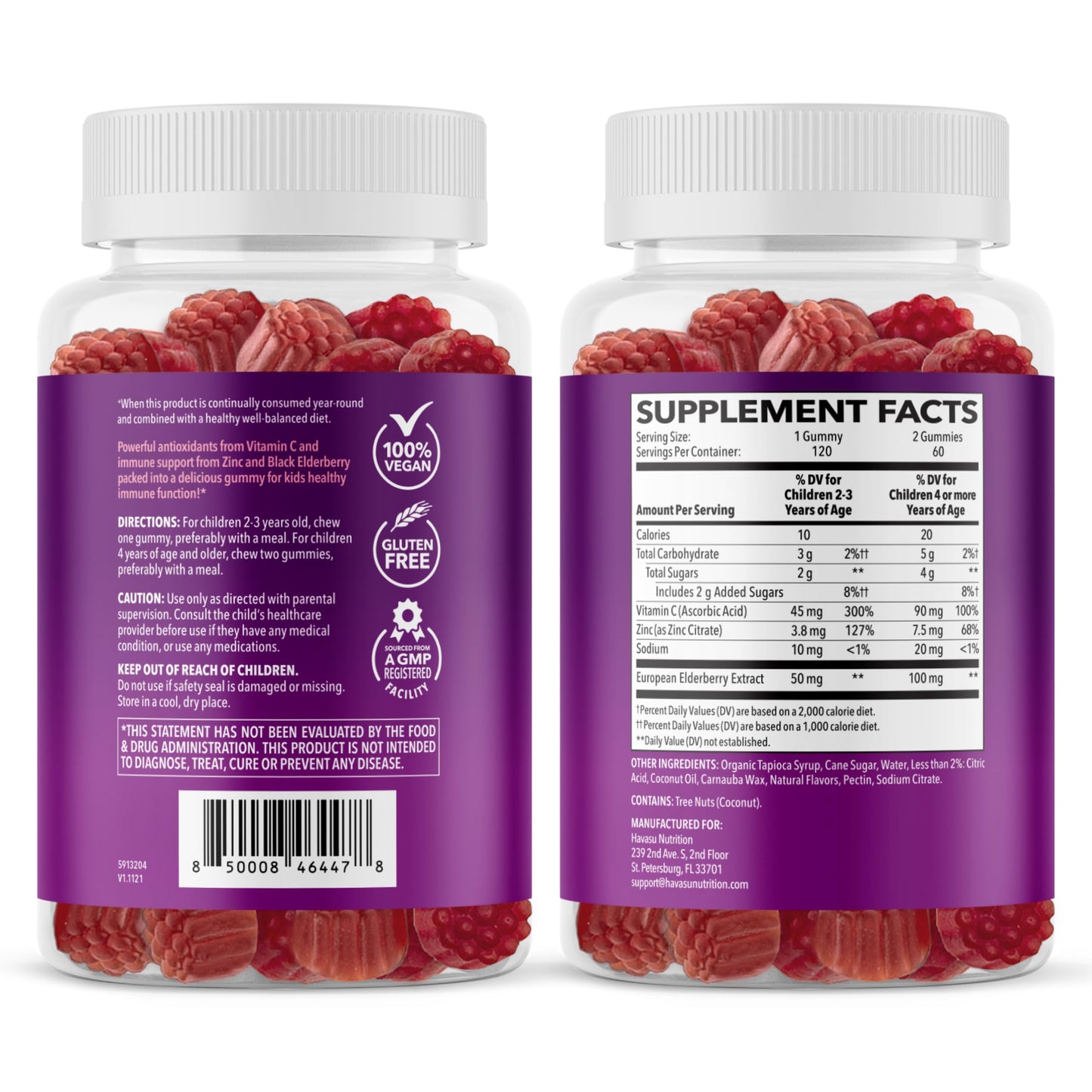 Elderberry Gummies for Kids with Vitamin C & Zinc, Berry, 30 Servings | Vegan, Non-GMO, Gluten Free Immune Support for Children, Daily Defense with Antioxidants & Essential Nutrients, 60 Count Gsupps Australia