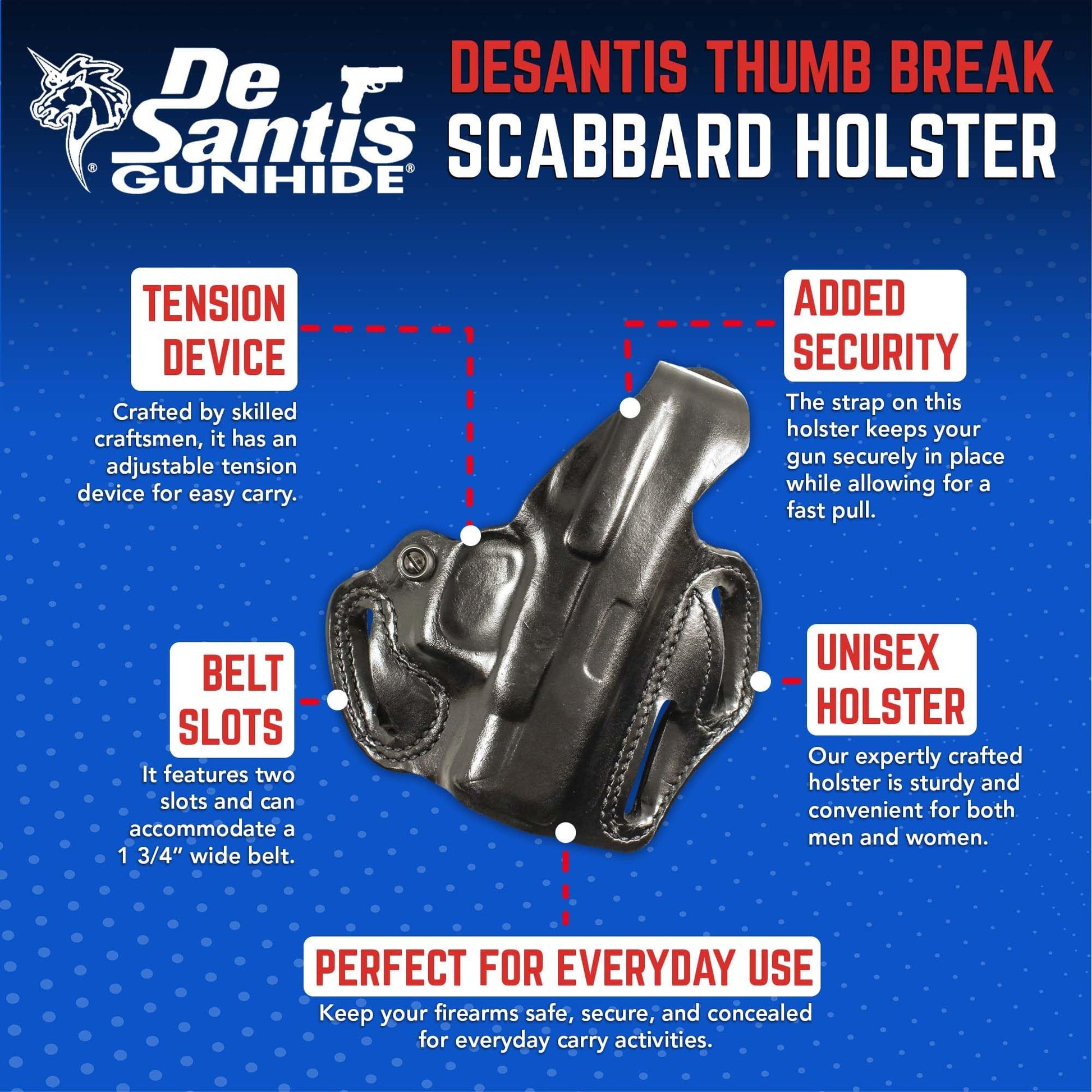 DeSantis Thumb Break Scabbard - OWB Gun Holster for Men and Women, Leather Belt Slide Holster for Pistols, Exact Molding, Secure and Highly Concealable OWB Carry Gsupps Australia