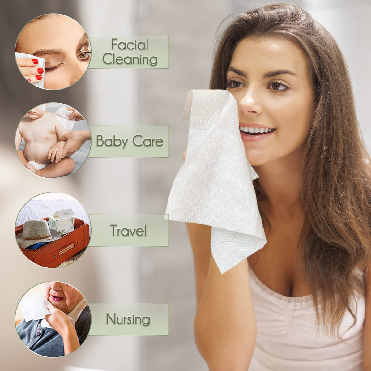 WOWOTEX Disposable Face Towels, Ultra Soft Thick Clean Facial Towels 1 Box WOWOTEX