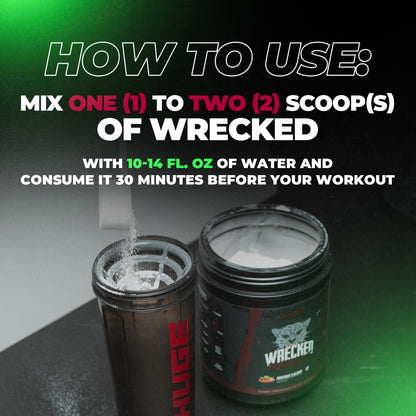 Wrecked Pre Workout Powder, Advanced Formula, Boosts Energy, Focus, Pumps & Performance, 10g L-Citrulline, 6.4g Beta Alanine, 5g Tyrosine, 1g Alpha GPC, 375mg Fast-Acting Caffeine & More (40 Servings)