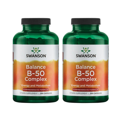 Swanson Balance B-50 High-Potency B Vitamin Complex for Busy Adults Seeking Immune, Heart, and Nervous System Support (250 Capsules) Swanson