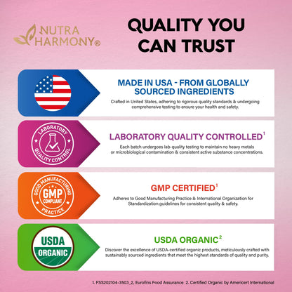 USDA Organic Vitamin B-Complex B5 Pantothenic Acid | B12 Methylcobalamin | B1 Thiamine | B6 Pyridoxine | B7 Biotin | B9 Folic | B3 Niacinamide NUTRAHARMONY