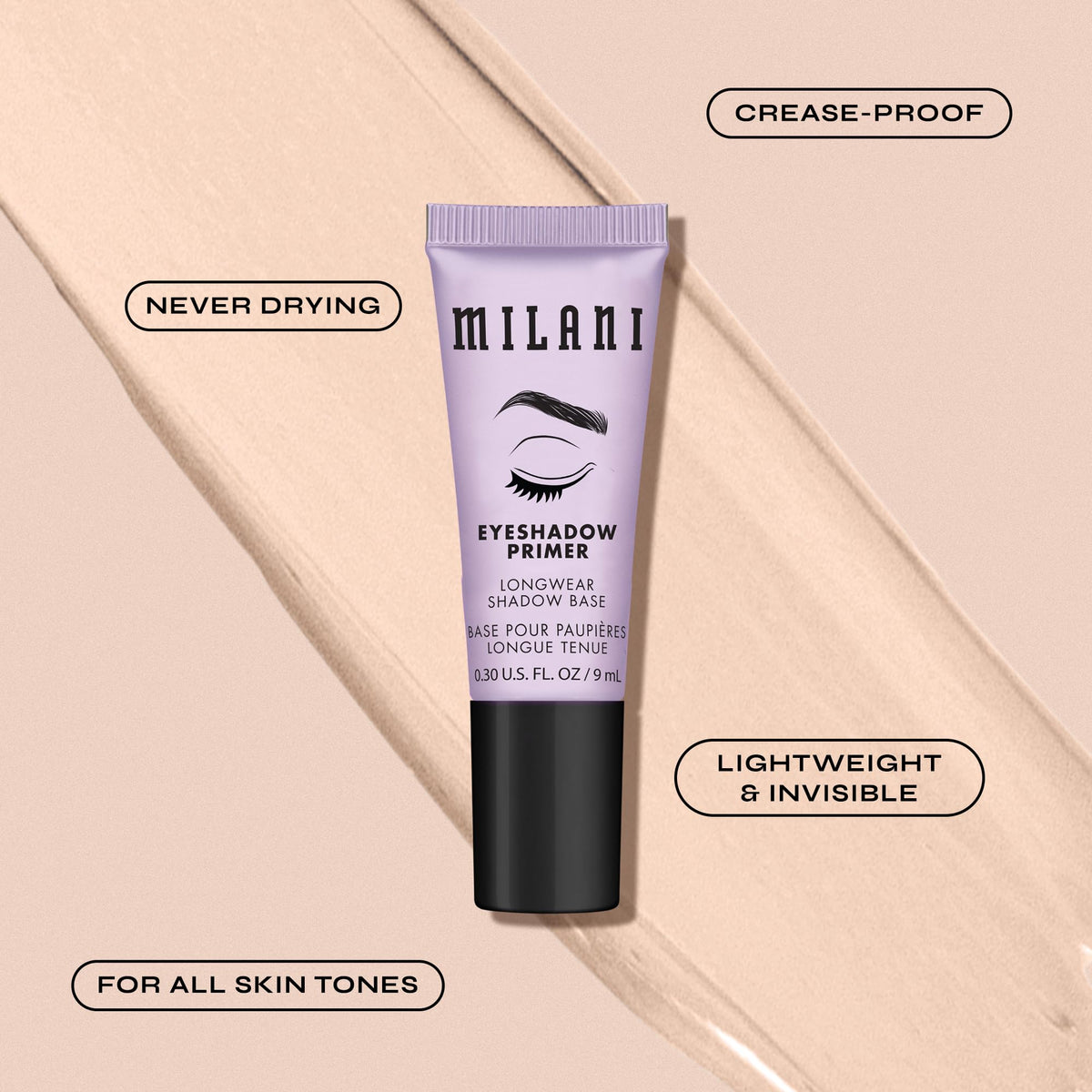 Milani Eyeshadow Primer - Clear Longwear Crease-Proof Eye Makeup Base Milani