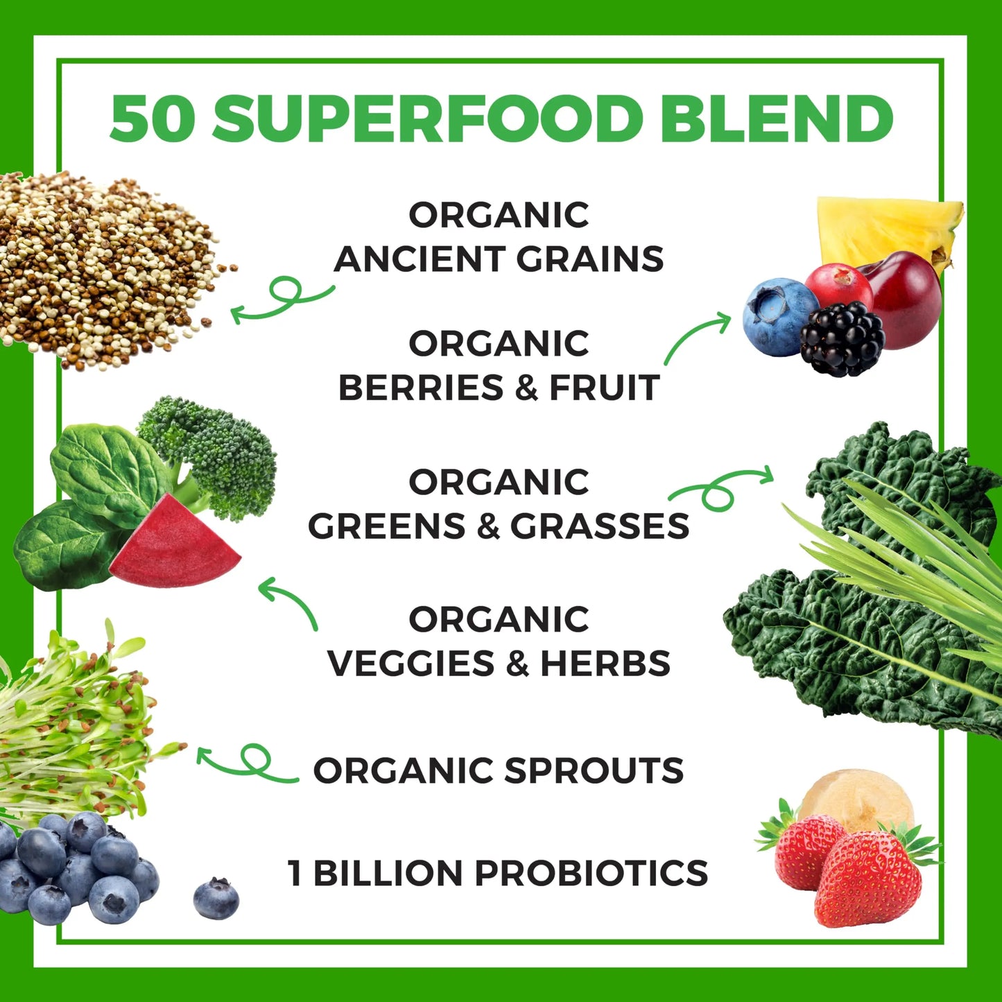 Orgain Organic Greens Powder + 50 Superfoods, Original - 1 Billion Probiotics for Digestive Health, Antioxidants, Vegan, Plant-Based, Gluten-Free, Non-GMO Orgain