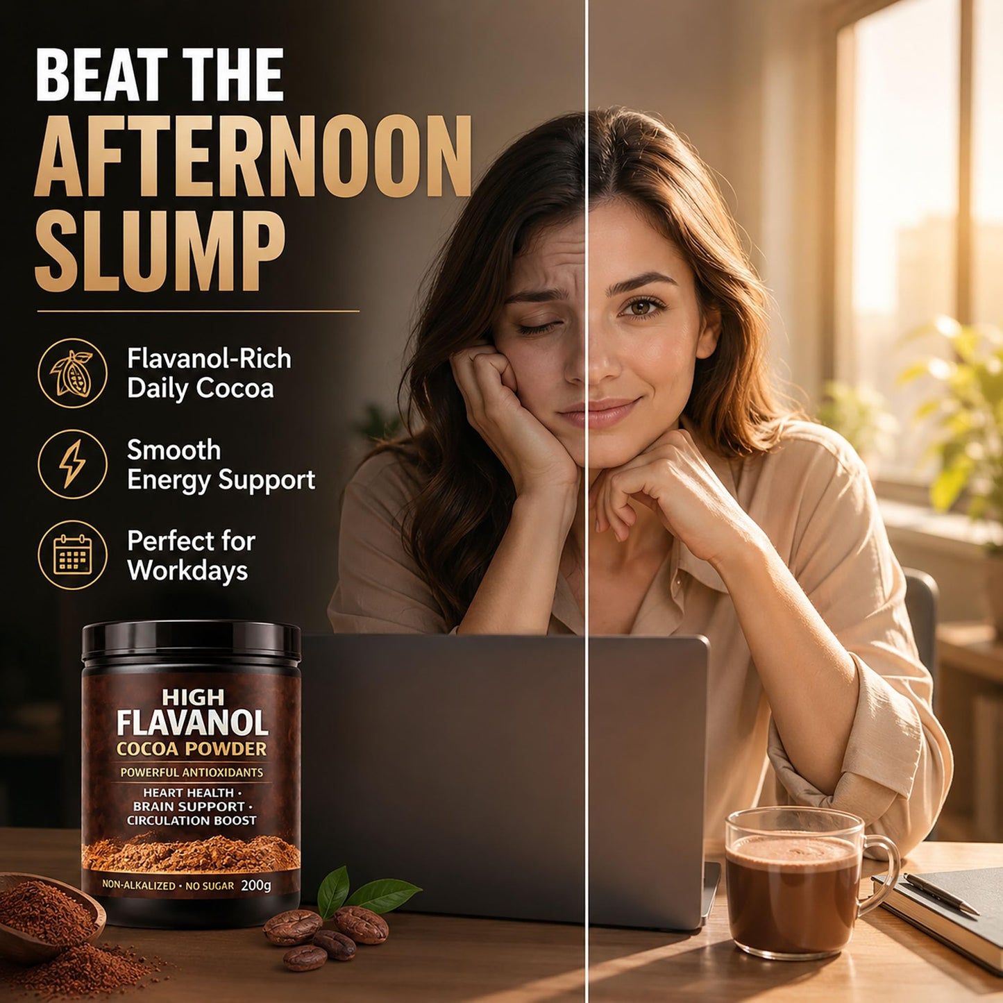 High Flavanol Cocoa Powder, Flavanol Rich Cocoa Powder– 1200mg Cocoa Flavanols – 10X More Flavanols – Supports Heart Health, Nitric Oxide & Energy NUEVIDA