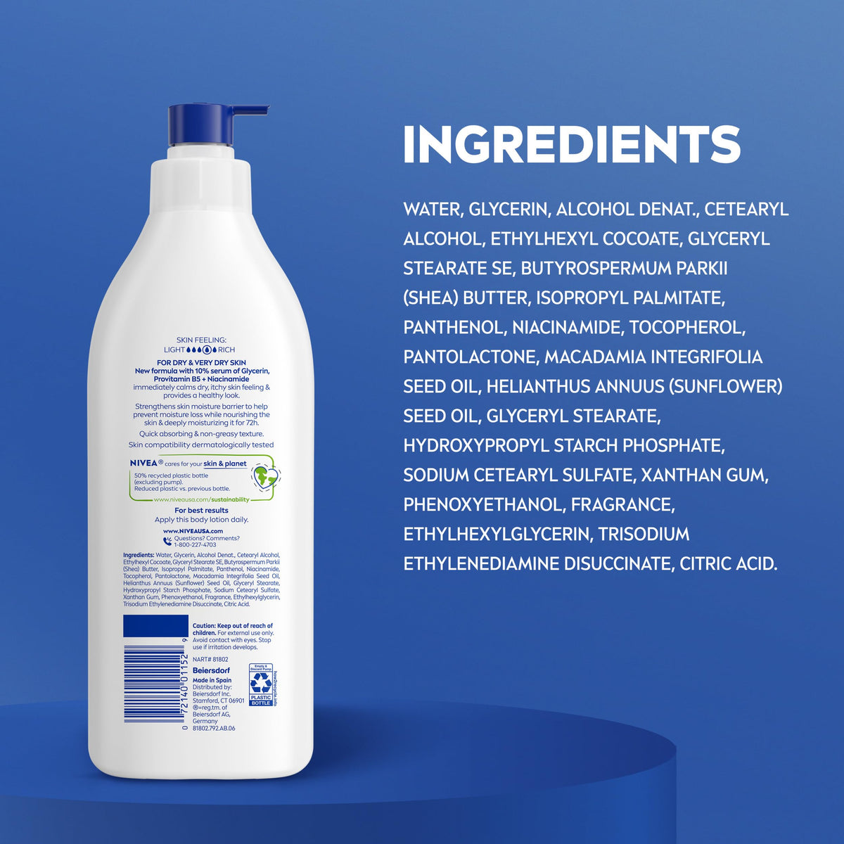 NIVEA Intense Healing Body Lotion, 72-Hour Moisturizing Lotion,16.9 FL OZ NIVEA